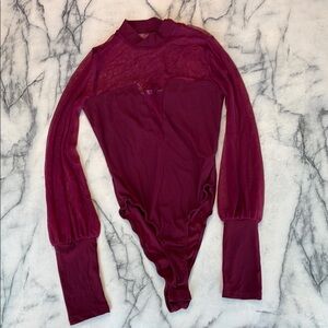 Fashion Nova Red Asymmetrical Fitted Bodysuit